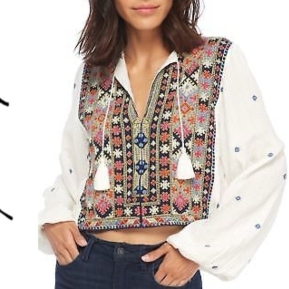 Free People Tops - FREE PEOPLE Anthropologie Enter Loveland Blouse size Medium Bohemian.